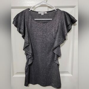 Gray Ruffled Sleeves Mini Dress